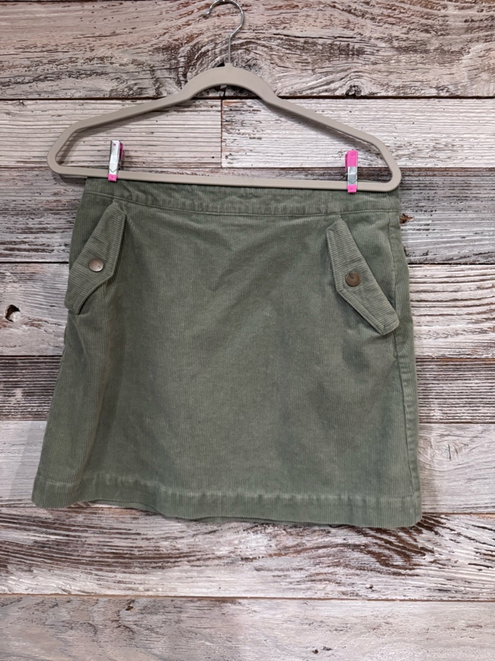 NWT Copper Key Olive Corduroy Mini Skirt with Flap Pockets
